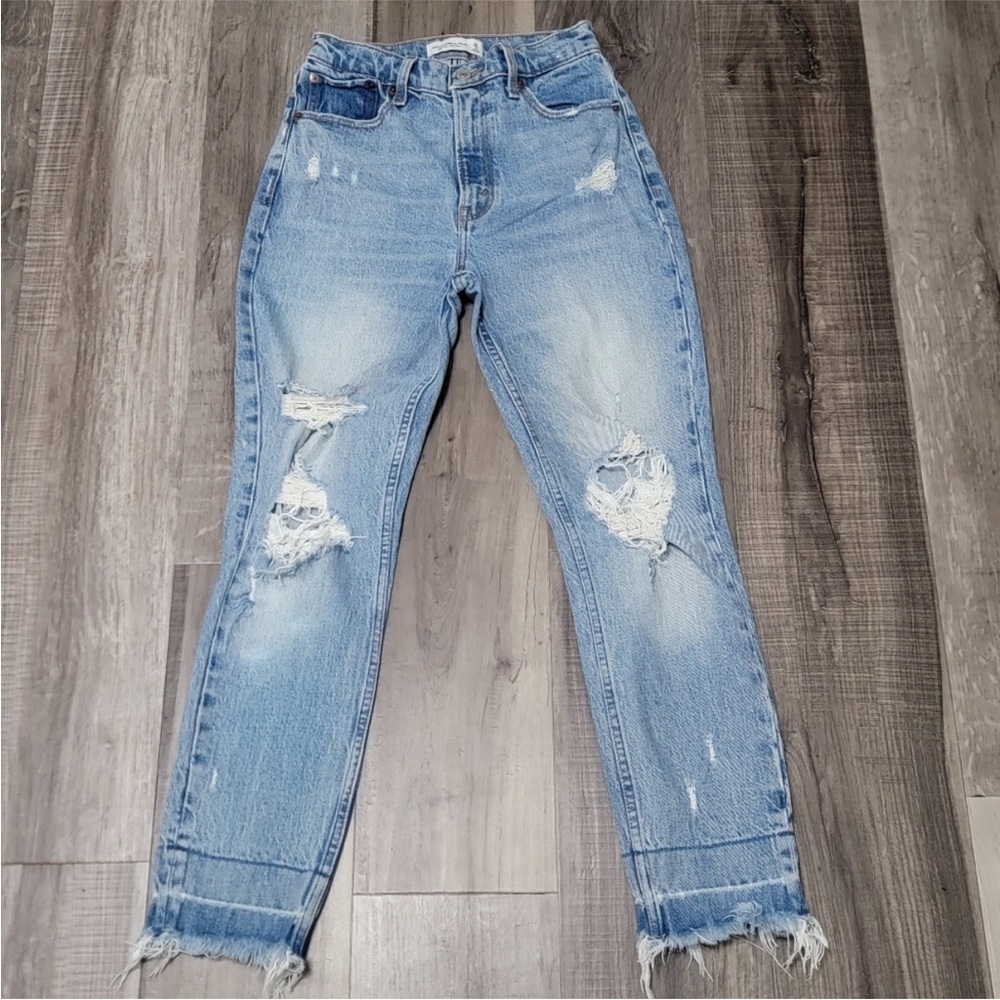 Abercrombie & Fitch Light Blue Distressed Boyfriend Jeans